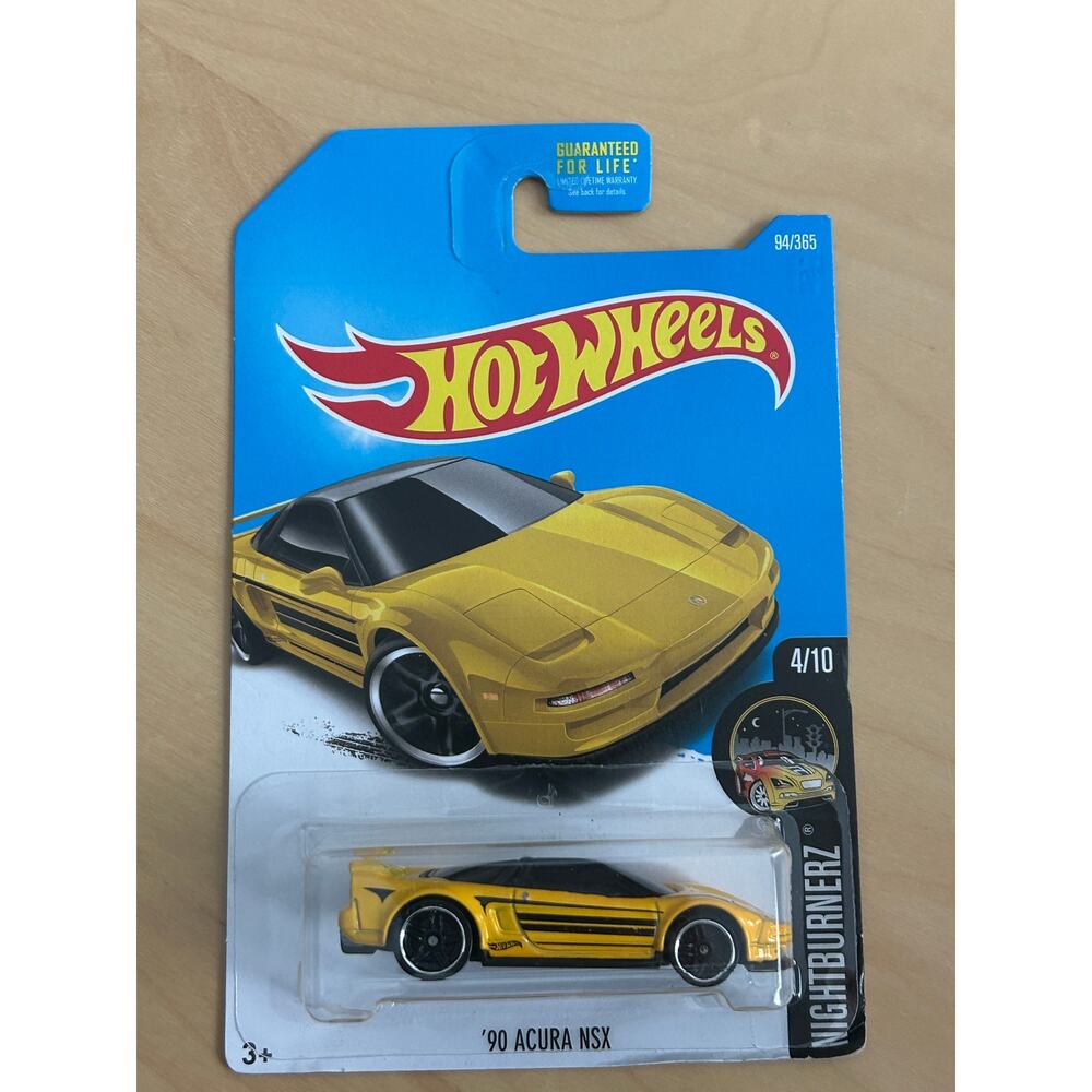 Hot Wheels 90 Acura NSX Yellow Nightburnerz Die Cast Car